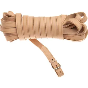 Vodítko pro psa Zubíček Plochá barvářská šňůra ukončená přezkou - šíře 14 mm, přírodní Délka: 6 metrů