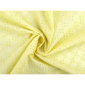 Madeira bavlněná s vyšívanými květy, barva 1 žlutá světlá