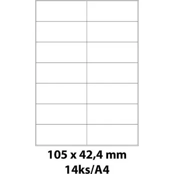 Speciální papír Print etikety Emy 105x42,4 mm, 14ks/arch, 100 archů, samolepící