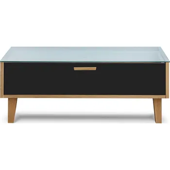 Konferenční stolek KONSIMO Konferenční stolek FRISK skleněná deska dub černý 90 x 35 x 60 cm