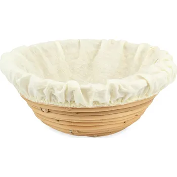 chlebník Ošatka na kynutí těsta proutěná kulatá s plátnem