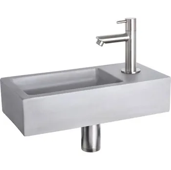 Umyvadlo Umývátko Ravo beton matný chrom 38,5x18,5x9 cm umyvadlová baterie 2