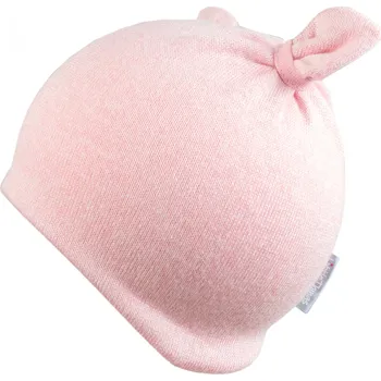 Kojenecká čepice světle růžová svetrovinová čepička s oušky