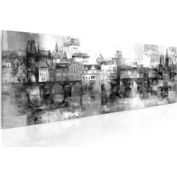 Obraz Malvis ® Obraz snové pražské panoráma - černobílé Velikost (šířka x výška): 50x20 cm