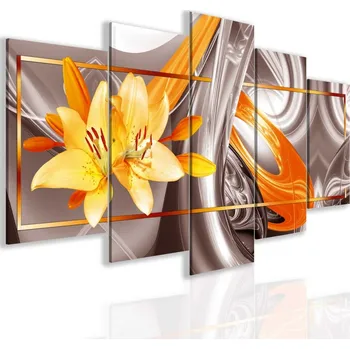 Obraz Malvis ® Obraz Abstraktní lilie zlatá Velikost: 100x50 cm