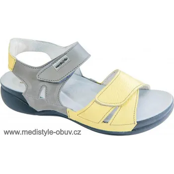 Dámská zdravotní obuv MEDISTYLE ETELA 1E-H23-6/1 sandál šedo-žlutý vel.37-42, --- - 39