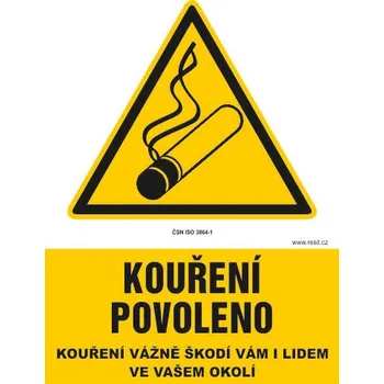 Značení Kouření povoleno - tabulka 140 x 200 mm