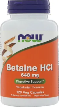 Přírodní produkt Now Foods Betain HCL 648 mg 120 cps.