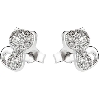 Náušnice Stříbrné náušnice kočičky se zirkony