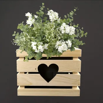 AMADEA Dřevěný obal se srdíčkem s květináčem, 27x27x20 cm Český výrobek