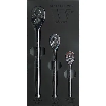 Gola sada Sada ráčen 1/2", 3/8", 1/4", klasický styl , 72 zubů , s přepínací páčkou a vyhazovákem , WELZH (Welzh Werkzeug)