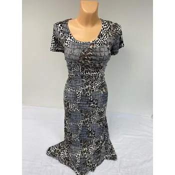 Dámské šaty Tygrované šaty NIKOLKA, Barva Šedá, Velikost XXL 48, Materiál 96% Viskoza 4% Lycra