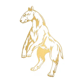 Polep vozidla SAMOLEPKA Pes 012 levá (43 - zlatá metalíza) NA AUTO, NÁLEPKA, FÓLIE, POLEP, TUNING, VLASTNÍ TEXT, TISK, AUTOSAMOLEPKY.cz, POLEPY, OBRÁZEK, LOGO, SAMOLEPKY