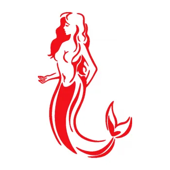 Samolepící dekorace SAMOLEPKA Mořská panna 002 levá (10 - červená) NA AUTO, NÁLEPKA, FÓLIE, POLEP, TUNING, VLASTNÍ TEXT, TISK, AUTOSAMOLEPKY.cz, POLEPY, OBRÁZEK, LOGO, SAMOLEPKY