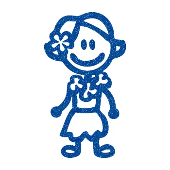 samolepka Cartoon family holka Hawaii (88 - Ultra Metalic modrá) SAMOLEPKA NA AUTO, NÁLEPKA, FÓLIE, POLEP, TUNING, VLASTNÍ TEXT, TISK, AUTOSAMOLEPKY.cz, POLEPY, OBRÁZEK, LOGO, 3D STICKERS