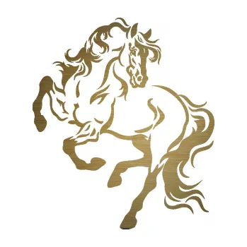 Samolepící dekorace SAMOLEPKA Kůň 049 levá (64 - škrábaný kov zlatý) NA AUTO, NÁLEPKA, FÓLIE, POLEP, TUNING, VLASTNÍ TEXT, TISK, AUTOSAMOLEPKY.cz, POLEPY, OBRÁZEK, LOGO, SAMOLEPKY