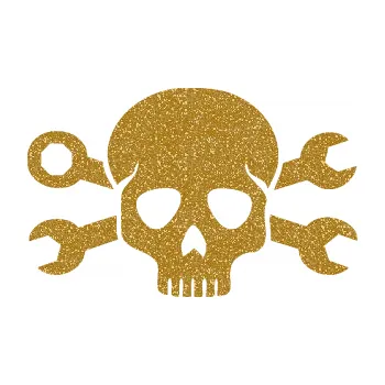 Samolepicí dekorace na vozidlo Lebka 030 levá mechanik (92 - Ultra Metalic zlatá) SAMOLEPKA NA AUTO, NÁLEPKA, FÓLIE, POLEP, TUNING, VLASTNÍ TEXT, TISK, AUTOSAMOLEPKY.cz, POLEPY, OBRÁZEK, LOGO, 3D STICKERS