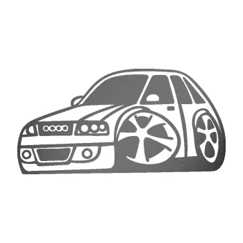Samolepicí dekorace na vozidlo Audi A4 karikatura levá (41 - grafitová metalíza) SAMOLEPKA NA AUTO, NÁLEPKA, FÓLIE, POLEP, TUNING, VLASTNÍ TEXT, TISK, AUTOSAMOLEPKY.cz, POLEPY, OBRÁZEK, LOGO, 3D STICKERS
