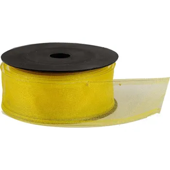 Stuha Organza stuha snow 4 cm, 9,15 m, žlutá