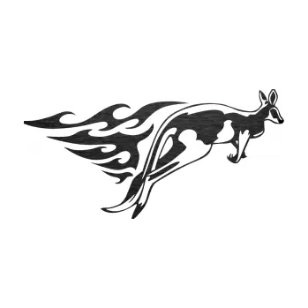 Samolepicí dekorace na vozidlo Animal flames 044 pravá klokan (63 - škrábaný kov černý) SAMOLEPKA NA AUTO, NÁLEPKA, FÓLIE, POLEP, TUNING, VLASTNÍ TEXT, TISK, AUTOSAMOLEPKY.cz, POLEPY, OBRÁZEK, LOGO, 3D STICKERS