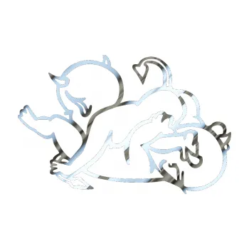 Autodoplněk Samolepka na auto Čertíci 002 pravá (80 - chrom fólie stříbrná zrcadlová) NÁLEPKA, FÓLIE, POLEPY, TUNING, VLASTNÍ TEXT, TISK, AUTOSAMOLEPKY.cz, SAMOLEPKY, OBRÁZEK, LOGO, VÝROBA, PRODEJ