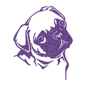 Polep vozidla SAMOLEPKA Pes 161 pravá mops (87 - Ultra Metalic fialová) NA AUTO, NÁLEPKA, FÓLIE, POLEP, TUNING, VLASTNÍ TEXT, TISK, AUTOSAMOLEPKY.cz, POLEPY, OBRÁZEK, LOGO, SAMOLEPKY