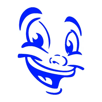 Samolepící dekorace SAMOLEPKA Obličej 003 pravá veselý (19 - modrá dynamic) NA AUTO, NÁLEPKA, FÓLIE, POLEP, TUNING, VLASTNÍ TEXT, TISK, AUTOSAMOLEPKY.cz, POLEPY, OBRÁZEK, LOGO, SAMOLEPKY