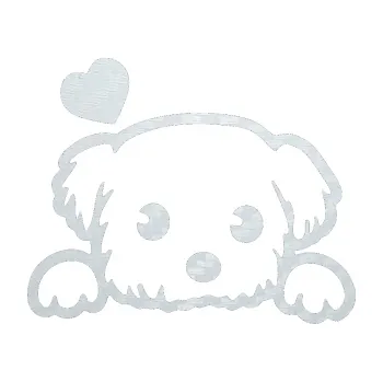 Polep vozidla SAMOLEPKA Pes 057 levá se srdíčkem (51 - 3D karbon bílý) NA AUTO, NÁLEPKA, FÓLIE, POLEP, TUNING, VLASTNÍ TEXT, TISK, AUTOSAMOLEPKY.cz, POLEPY, OBRÁZEK, LOGO, SAMOLEPKY