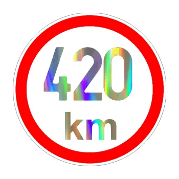 samolepka Maximální rychlost 420km - nejvyšší konstrukční rychlost (93 - Holografická) SAMOLEPKA NA AUTO, NÁLEPKA, FÓLIE, POLEP, TUNING, VLASTNÍ TEXT, TISK, AUTOSAMOLEPKY.cz, POLEPY, OBRÁZEK, LOGO, 3D STICKERS