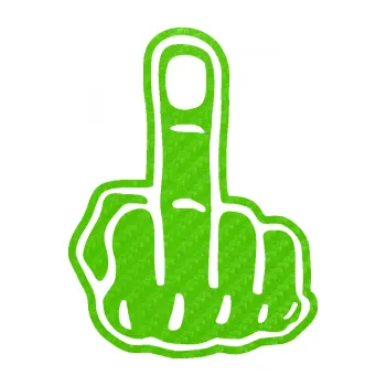 Samolepicí dekorace na vozidlo Fuck off levá (58 - 3D karbon zelený kawasaki) SAMOLEPKA NA AUTO, NÁLEPKA, FÓLIE, POLEP, TUNING, VLASTNÍ TEXT, TISK, AUTOSAMOLEPKY.cz, POLEPY, OBRÁZEK, LOGO, 3D STICKERS