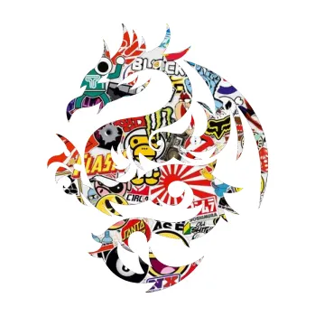 Samolepicí dekorace na vozidlo Dragon 015 levá (83 - Sticker bomb) SAMOLEPKA NA AUTO, NÁLEPKA, FÓLIE, POLEP, TUNING, VLASTNÍ TEXT, TISK, AUTOSAMOLEPKY.cz, POLEPY, OBRÁZEK, LOGO, 3D STICKERS