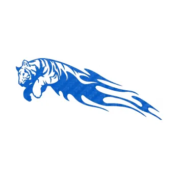 Samolepicí dekorace na vozidlo Animal flames 022 levá tygr (57 - 3D karbon modrý) SAMOLEPKA NA AUTO, NÁLEPKA, FÓLIE, POLEP, TUNING, VLASTNÍ TEXT, TISK, AUTOSAMOLEPKY.cz, POLEPY, OBRÁZEK, LOGO, 3D STICKERS