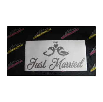 Samolepící dekorace SAMOLEPKA Just Married 003 ptáčci (10 - červená) NA AUTO, NÁLEPKA, FÓLIE, POLEP, TUNING, VLASTNÍ TEXT, TISK, AUTOSAMOLEPKY.cz, POLEPY, OBRÁZEK, LOGO, SAMOLEPKY