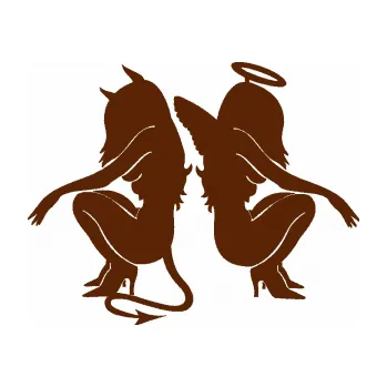 Polep vozidla Čertice 007 levá s andělem (15 - hnědá) SAMOLEPKA NA AUTO, NÁLEPKA, FÓLIE, POLEP, TUNING, VLASTNÍ TEXT, TISK, AUTOSAMOLEPKY.cz, POLEPY, OBRÁZEK, LOGO, 3D STICKERS