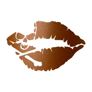 Samolepicí dekorace na vozidlo Lebka polibek levá (44 - měděná metalíza) SAMOLEPKA NA AUTO, NÁLEPKA, FÓLIE, POLEP, TUNING, VLASTNÍ TEXT, TISK, AUTOSAMOLEPKY.cz, POLEPY, OBRÁZEK, LOGO, 3D STICKERS