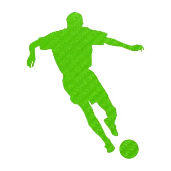 Samolepicí dekorace na vozidlo Fotbalista 011 pravá (58 - 3D karbon zelený kawasaki) SAMOLEPKA NA AUTO, NÁLEPKA, FÓLIE, POLEP, TUNING, VLASTNÍ TEXT, TISK, AUTOSAMOLEPKY.cz, POLEPY, OBRÁZEK, LOGO, 3D STICKERS