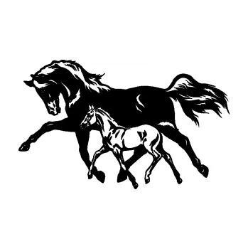 Samolepící dekorace SAMOLEPKA Koníci 003 levá kobylka s hříbětem (01 - černá) NA AUTO, NÁLEPKA, FÓLIE, POLEP, TUNING, VLASTNÍ TEXT, TISK, AUTOSAMOLEPKY.cz, POLEPY, OBRÁZEK, LOGO, SAMOLEPKY