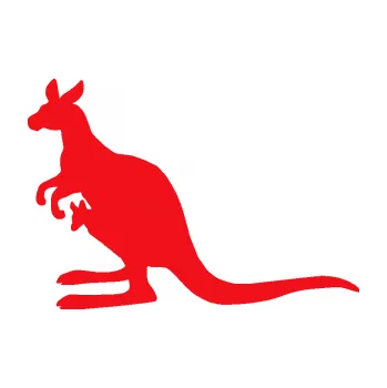 Samolepící dekorace SAMOLEPKA Klokan 001 levá (10 - červená) NA AUTO, NÁLEPKA, FÓLIE, POLEP, TUNING, VLASTNÍ TEXT, TISK, AUTOSAMOLEPKY.cz, POLEPY, OBRÁZEK, LOGO, SAMOLEPKY