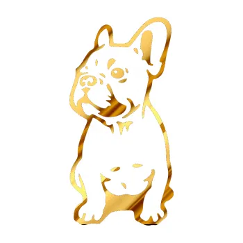 samolepka Pes 070 levá Francouzský buldoček (81 - chrom fólie zlatá zrcadlová) SAMOLEPKA NA AUTO, NÁLEPKA, FÓLIE, POLEP, TUNING, VLASTNÍ TEXT, TISK, AUTOSAMOLEPKY.cz, POLEPY, OBRÁZEK, LOGO, 3D STICKERS