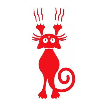 Samolepící dekorace SAMOLEPKA Kočka 023 pravá s drápanci (10 - červená) NA AUTO, NÁLEPKA, FÓLIE, POLEP, TUNING, VLASTNÍ TEXT, TISK, AUTOSAMOLEPKY.cz, POLEPY, OBRÁZEK, LOGO, SAMOLEPKY