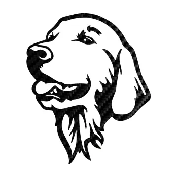 Polep vozidla Pes 074 levá Zlatý retrívr (50 - 3D karbon černý) SAMOLEPKA NA AUTO, NÁLEPKA, FÓLIE, POLEP, TUNING, VLASTNÍ TEXT, TISK, AUTOSAMOLEPKY.cz, POLEPY, OBRÁZEK, LOGO, 3D STICKERS