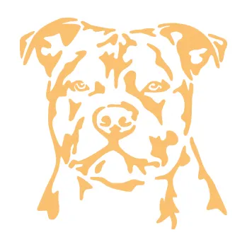 Polep vozidla Pes 143 levá Stafordširský bulteriér (08 - béžová) SAMOLEPKA NA AUTO, NÁLEPKA, FÓLIE, POLEP, TUNING, VLASTNÍ TEXT, TISK, AUTOSAMOLEPKY.cz, POLEPY, OBRÁZEK, LOGO, 3D STICKERS