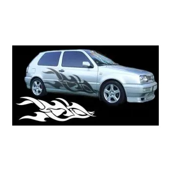 Polep vozidla SAMOLEPKA Samolepka na bok plameny 099 (64 - škrábaný kov zlatý) NA AUTO, NÁLEPKA, FÓLIE, POLEP, TUNING, VLASTNÍ TEXT, TISK, AUTOSAMOLEPKY.cz, POLEPY, OBRÁZEK, LOGO, SAMOLEPKY