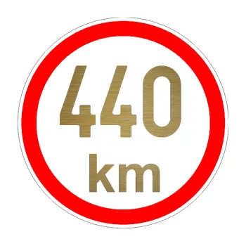 samolepka Maximální rychlost 440km - nejvyšší konstrukční rychlost (64 - škrábaný kov zlatý) SAMOLEPKA NA AUTO, NÁLEPKA, FÓLIE, POLEP, TUNING, VLASTNÍ TEXT, TISK, AUTOSAMOLEPKY.cz, POLEPY, OBRÁZEK, LOGO, 3D STICKERS