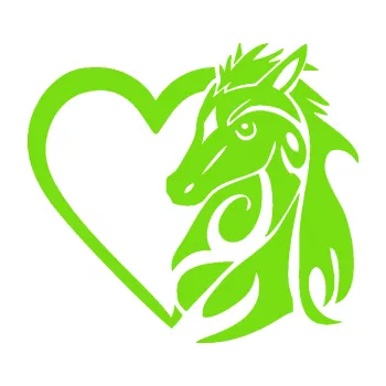 Samolepící dekorace SAMOLEPKA Koník love 001 pravá hříbátko v srdíčku (04 - zelená kawasaki) NA AUTO, NÁLEPKA, FÓLIE, POLEP, TUNING, VLASTNÍ TEXT, TISK, AUTOSAMOLEPKY.cz, POLEPY, OBRÁZEK, LOGO, SAMOLEPKY