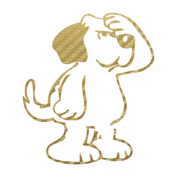 Polep vozidla SAMOLEPKA Pes 082 pravá (59 - 3D karbon zlatý) NA AUTO, NÁLEPKA, FÓLIE, POLEP, TUNING, VLASTNÍ TEXT, TISK, AUTOSAMOLEPKY.cz, POLEPY, OBRÁZEK, LOGO, SAMOLEPKY