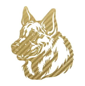 Polep vozidla SAMOLEPKA Pes 123 levá německý ovčák hlava (59 - 3D karbon zlatý) NA AUTO, NÁLEPKA, FÓLIE, POLEP, TUNING, VLASTNÍ TEXT, TISK, AUTOSAMOLEPKY.cz, POLEPY, OBRÁZEK, LOGO, SAMOLEPKY