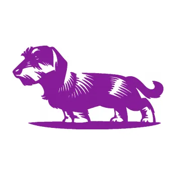 Polep vozidla SAMOLEPKA Pes 133 levá drsnosrstý jezevčík (14 - fialová) NA AUTO, NÁLEPKA, FÓLIE, POLEP, TUNING, VLASTNÍ TEXT, TISK, AUTOSAMOLEPKY.cz, POLEPY, OBRÁZEK, LOGO, SAMOLEPKY