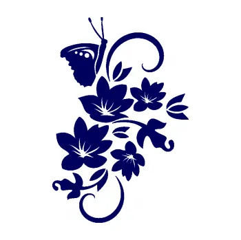 Samolepící dekorace SAMOLEPKA Květina dekor 005 pravá s motýlkem (23 - tmavě modrá) NA AUTO, NÁLEPKA, FÓLIE, POLEP, TUNING, VLASTNÍ TEXT, TISK, AUTOSAMOLEPKY.cz, POLEPY, OBRÁZEK, LOGO, SAMOLEPKY