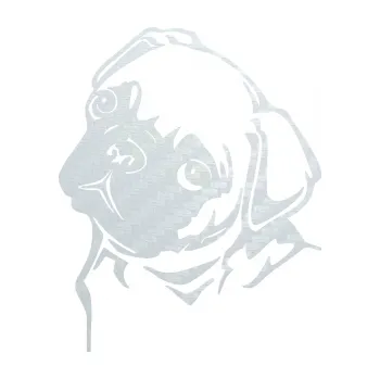 Polep vozidla SAMOLEPKA Pes 161 levá mops (51 - 3D karbon bílý) NA AUTO, NÁLEPKA, FÓLIE, POLEP, TUNING, VLASTNÍ TEXT, TISK, AUTOSAMOLEPKY.cz, POLEPY, OBRÁZEK, LOGO, SAMOLEPKY